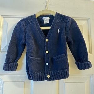 Polo Navy Blue Cardigan, SIZE 12mos